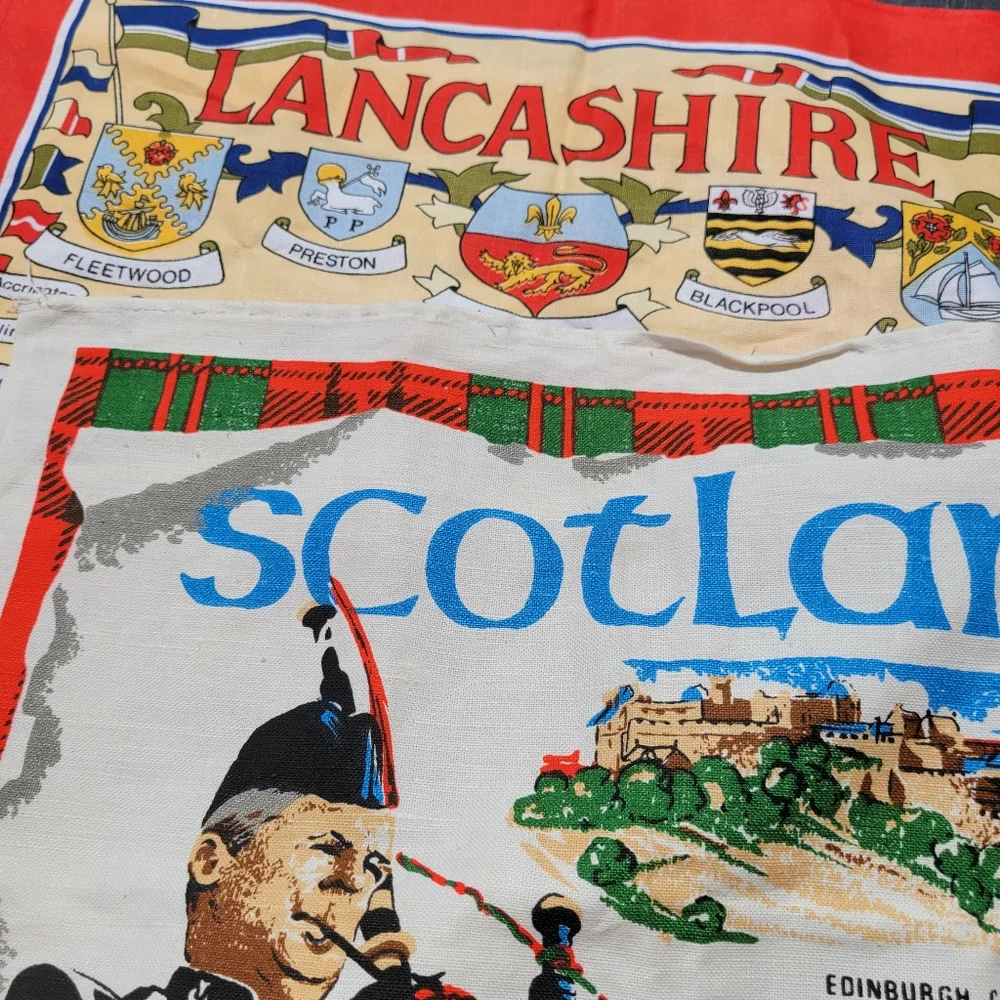 United Kingdom Tea Towels ~ FINAL PRICE! Scotland ~ Lancashire ~ Colorful